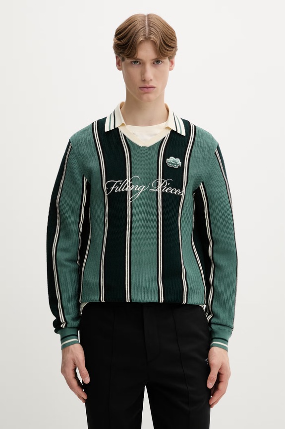 Filling Pieces sweter męski z wiskozy Knit Football Jersey pozostałe zielony 422574500148