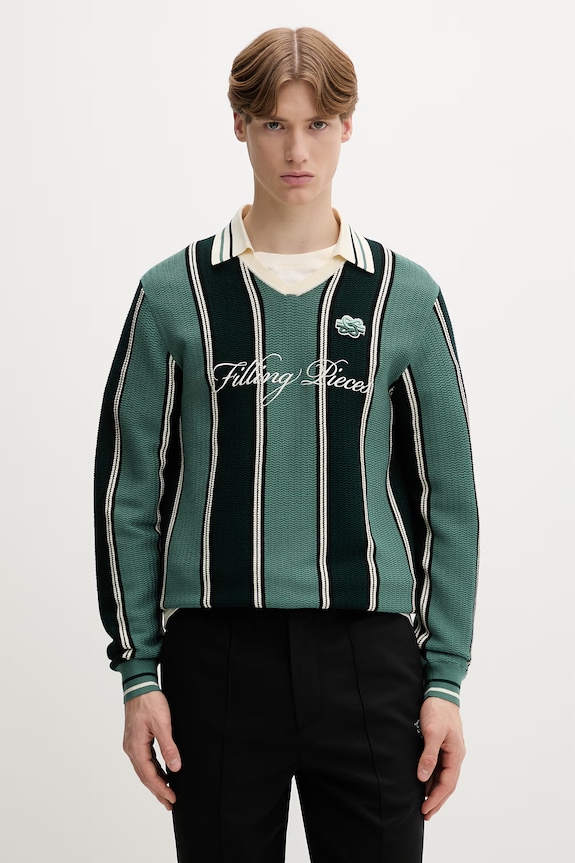 Filling Pieces sweter męski z wiskozy Knit Football Jersey pozostałe zielony 422574500148