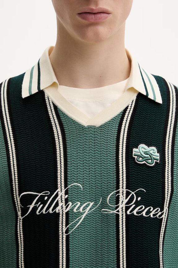 Filling Pieces sweter męski z wiskozy Knit Football Jersey 422574500148 zielony