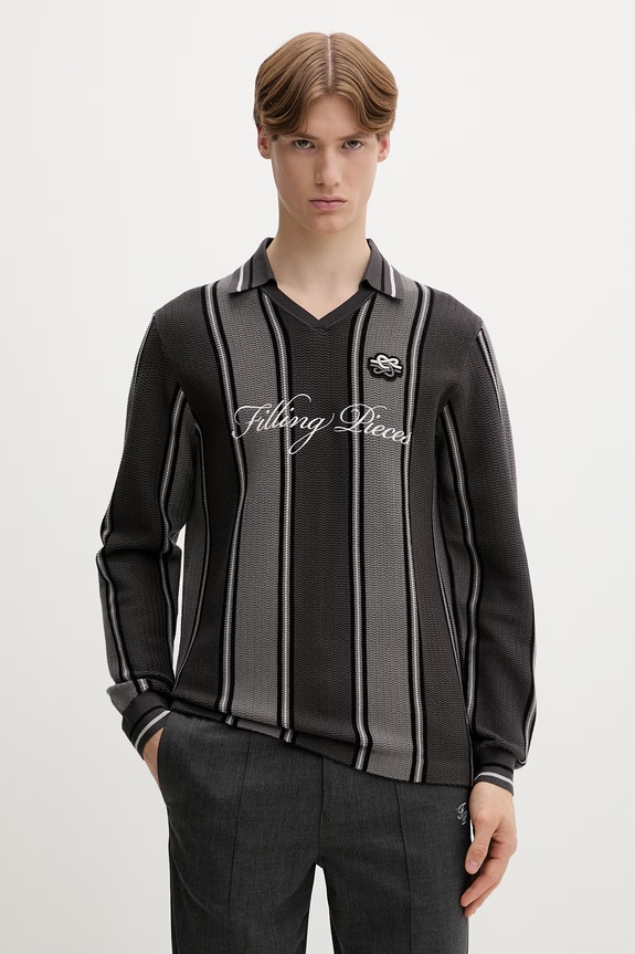 Filling Pieces sweter męski z wiskozą Knit Football Jersey pozostałe szary 422574500148