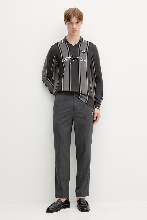 Filling Pieces sweter męski z wiskozą Knit Football Jersey 422574500148 szary AW25