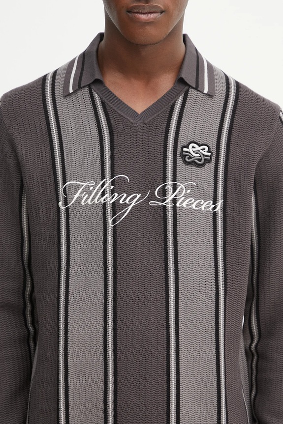 Filling Pieces Knit Football Jersey sweter z wiskozą męski szary 422574500148