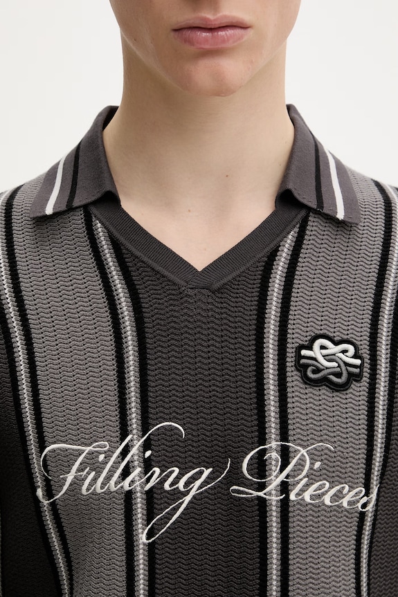 Filling Pieces sweter męski z wiskozą Knit Football Jersey 422574500148 szary