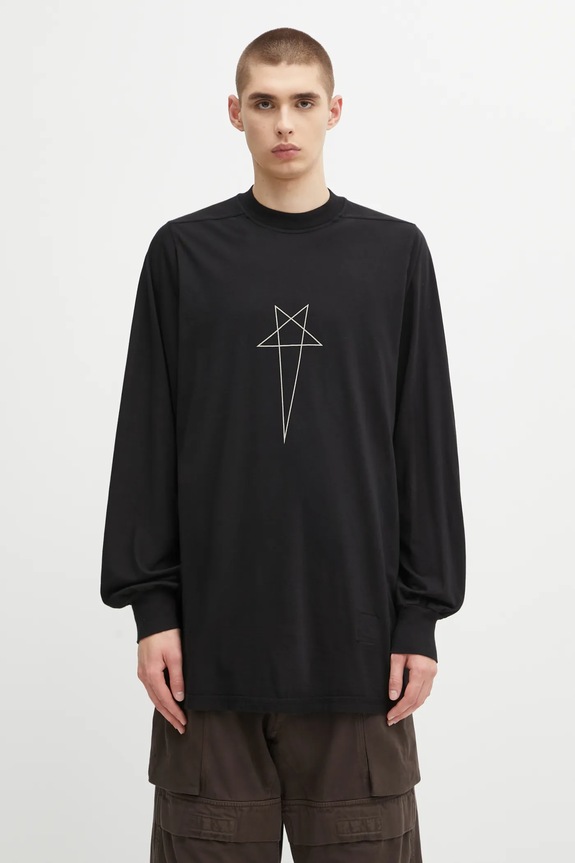 Rick Owens DRKSHDW top a maniche lunghe in cotone Jumbo Ls T rilassato nero DU02E7261.RNEP3