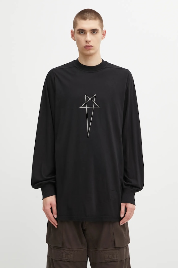 Rick Owens DRKSHDW top a maniche lunghe in cotone Jumbo Ls T rilassato nero DU02E7261.RNEP3