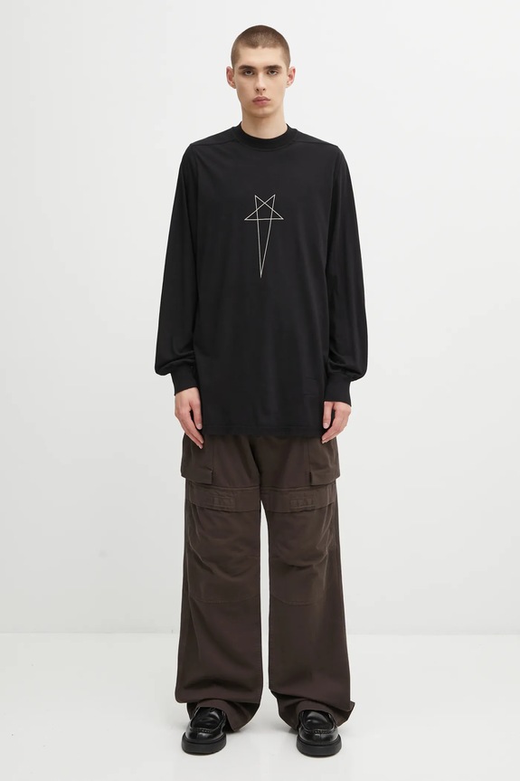 Rick Owens DRKSHDW top a maniche lunghe in cotone Jumbo Ls T DU02E7261.RNEP3 nero