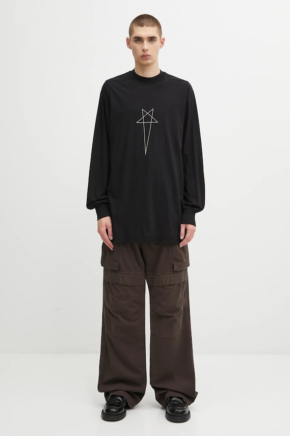 Rick Owens DRKSHDW top a maniche lunghe in cotone Jumbo Ls T DU02E7261.RNEP3 nero