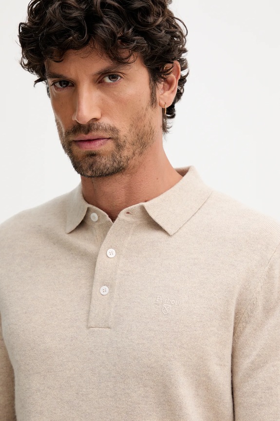 Barbour gyapjú pulóver HUTHERSTON bézs MKN1670
