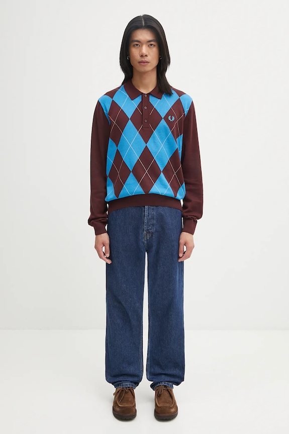 Памучен пуловер Fred Perry K1318 бордо