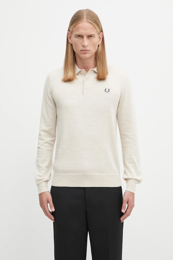 Fred Perry wool blend jumper melange beige K4535