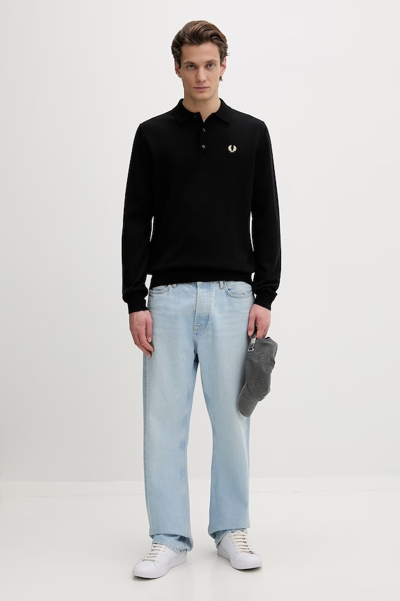 Vlnený sveter Fred Perry K4535 čierna AW25