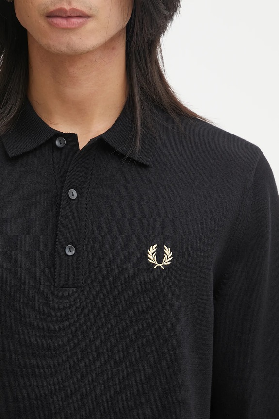 Пуловер с вълна Fred Perry черен K4535