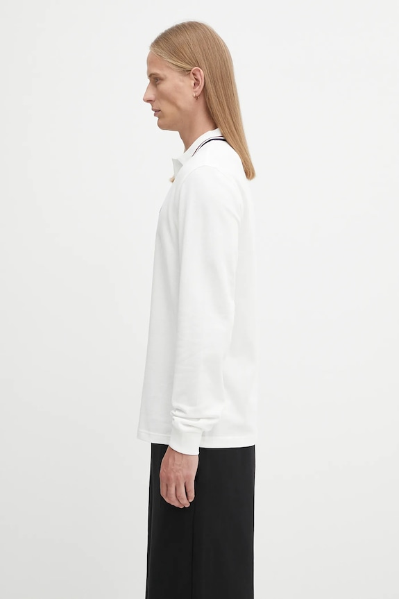 Bavlněné tričko s dlouhým rukávem Fred Perry M3636 bílá SS26