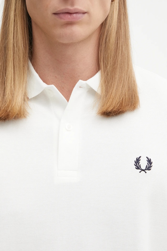 Bavlněné tričko s dlouhým rukávem Fred Perry bílá M3636