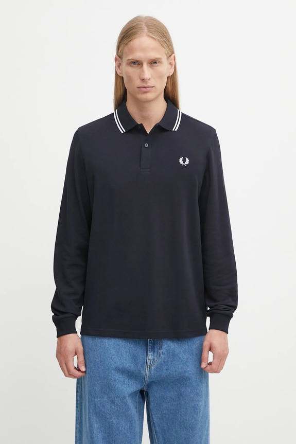 Fred Perry cotton longsleeve top cotton navy M3636