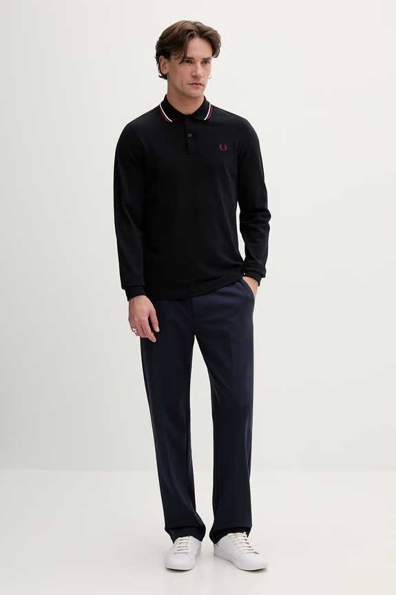 Fred Perry longsleeve bawełniany M3636 granatowy SS26