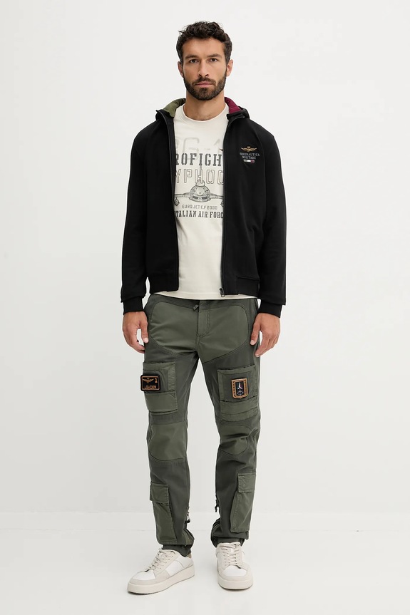 Aeronautica Militare longsleeve bawełniany TS2477UJ00641 beżowy AW25