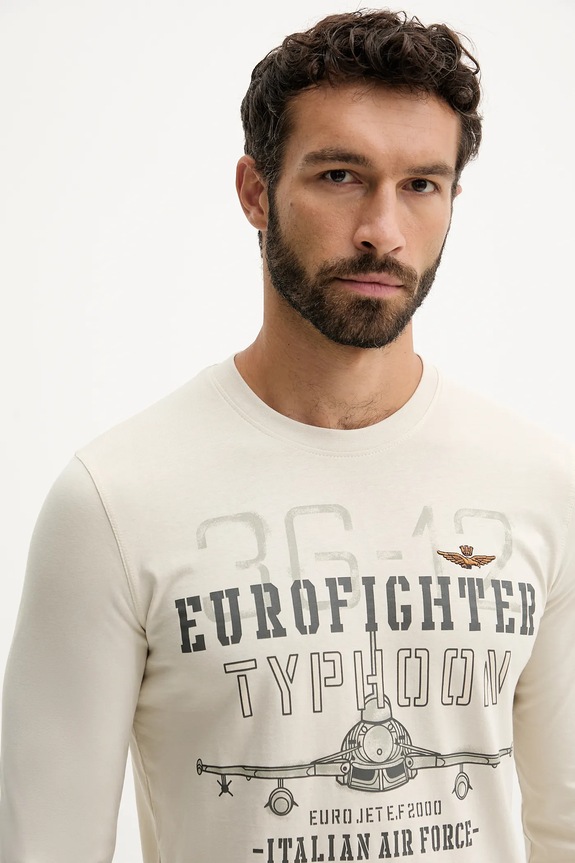 Aeronautica Militare longsleeve bawełniany beżowy TS2477UJ00641