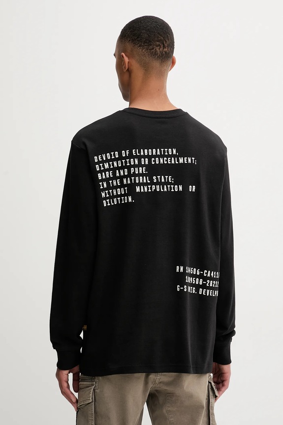 G-Star longsleeve din bumbac Back embro print negru D26835.D976