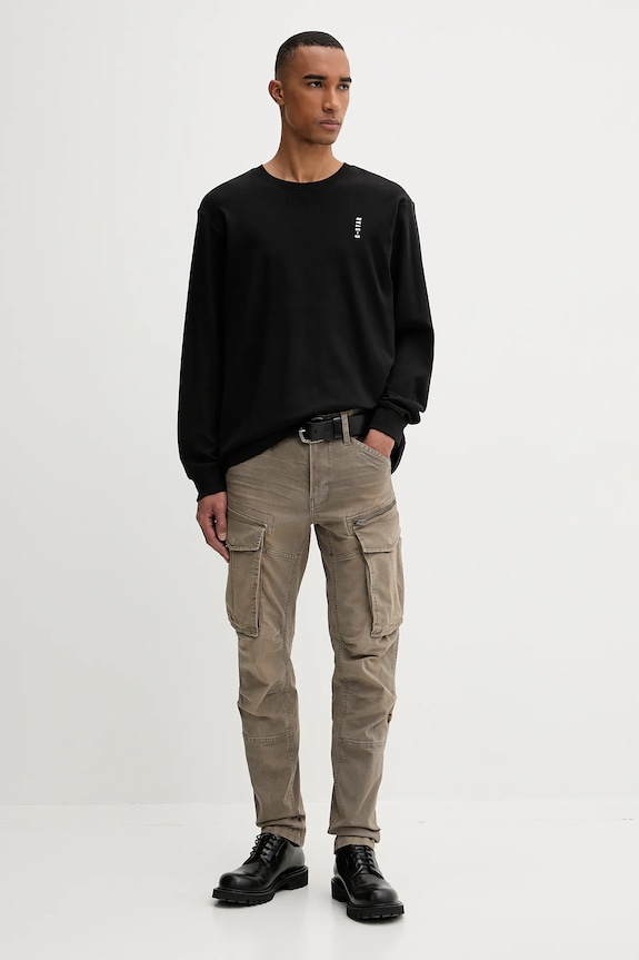 G-Star longsleeve din bumbac Back embro D26835.D976 negru AW25