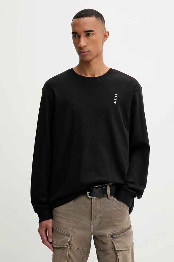 Îmbrăcăminte G-Star longsleeve din bumbac Back embro D26835.D976 negru