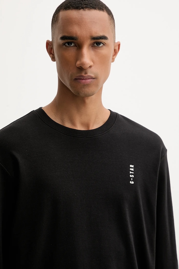 G-Star longsleeve din bumbac Back embro negru D26835.D976