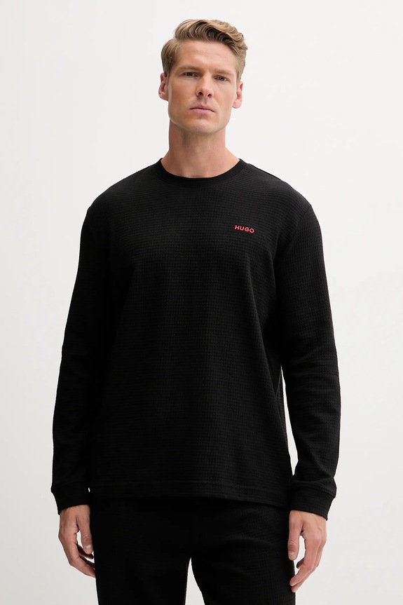 Tričko s dlhým rukávom HUGO Austin LS Shirt jednofarebný čierna 50532022
