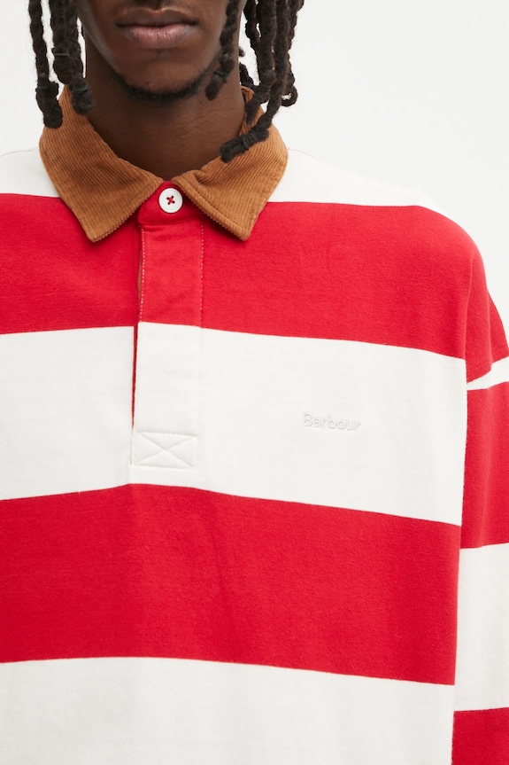 Bavlněné tričko s dlouhým rukávem Barbour Newclose OS Rugby Shirt červená MML1513RE71