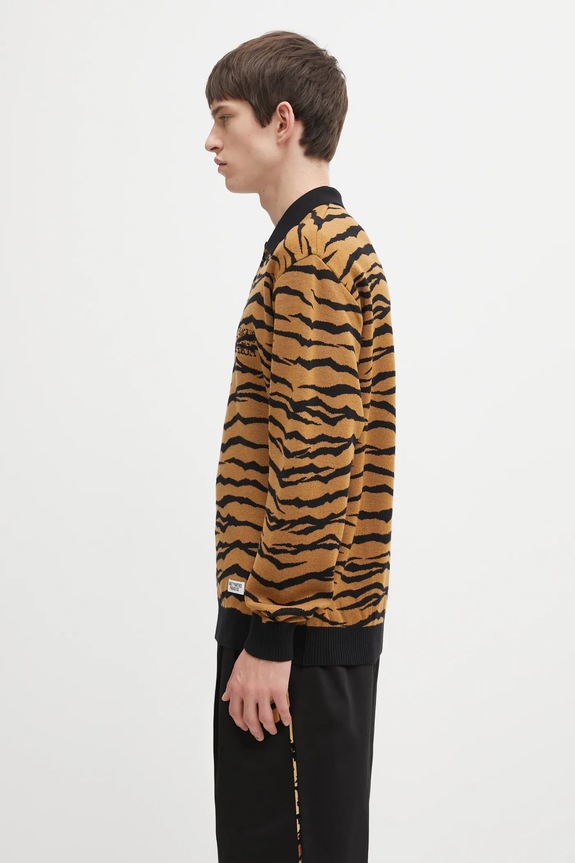 Wacko Maria maglione in lana Tiger 25FW.WMK.KN10 marrone AW25