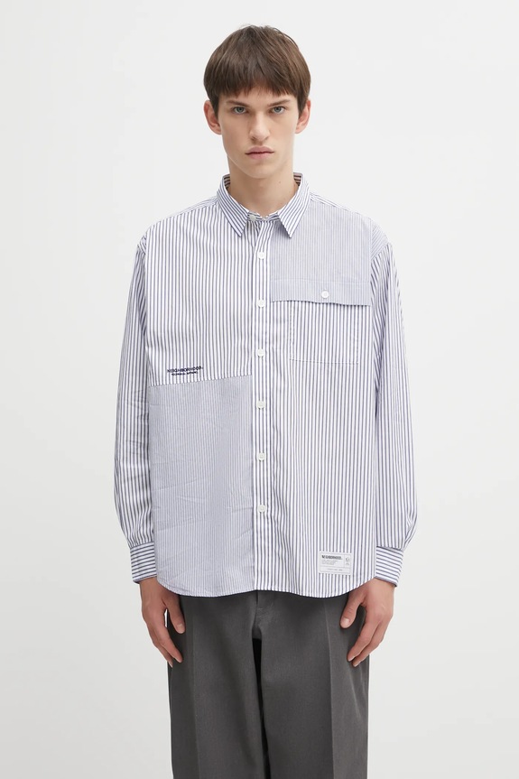Хлопковая рубашка NEIGHBORHOOD MULTI STRIPE узор голубой 252SPNH.SHM05