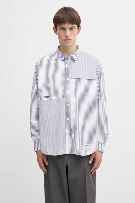 Хлопковая рубашка NEIGHBORHOOD MULTI STRIPE узор голубой 252SPNH.SHM05