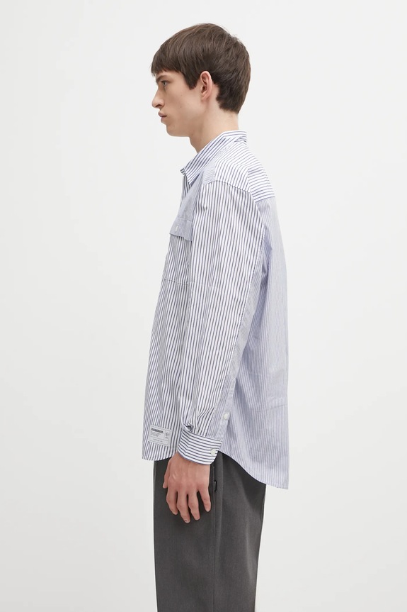 Хлопковая рубашка NEIGHBORHOOD MULTI STRIPE 252SPNH.SHM05 голубой AW25