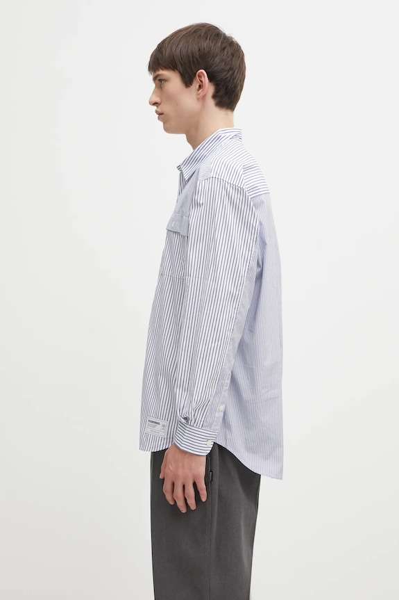 Хлопковая рубашка NEIGHBORHOOD MULTI STRIPE 252SPNH.SHM05 голубой AW25