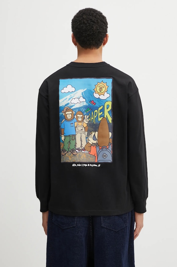 AAPE longsleeve bawełniany wzorzyste czarny AAPLTM1721XXP
