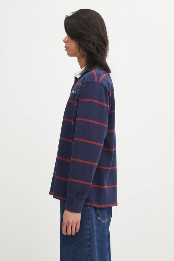 Sporty & Rich top a maniche lunghe in cotone Serif Logo Rugby TO09562300BL134 blu navy AW25