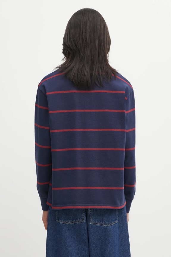 Abbigliamento Sporty & Rich top a maniche lunghe in cotone Serif Logo Rugby TO09562300BL134 blu navy