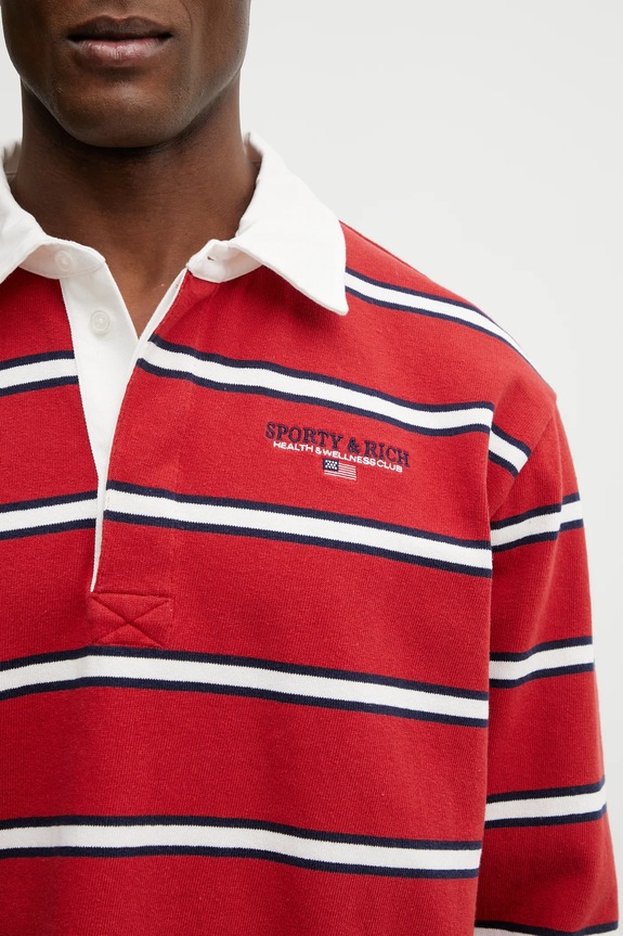 Sporty & Rich top a maniche lunghe in cotone S&R Nautical Rugby rosso TO09563178RE35