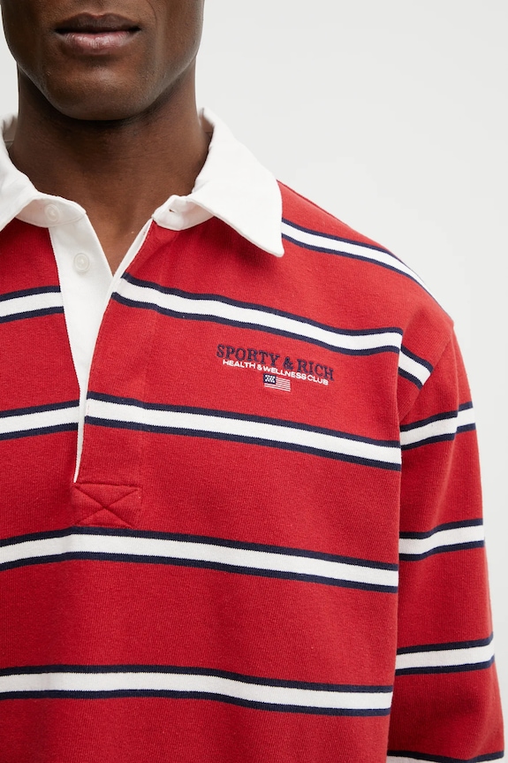Sporty & Rich top a maniche lunghe in cotone S&R Nautical Rugby rosso TO09563178RE35