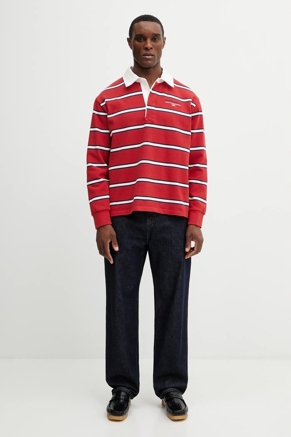 Sporty & Rich top a maniche lunghe in cotone S&R Nautical Rugby TO09563178RE35 rosso