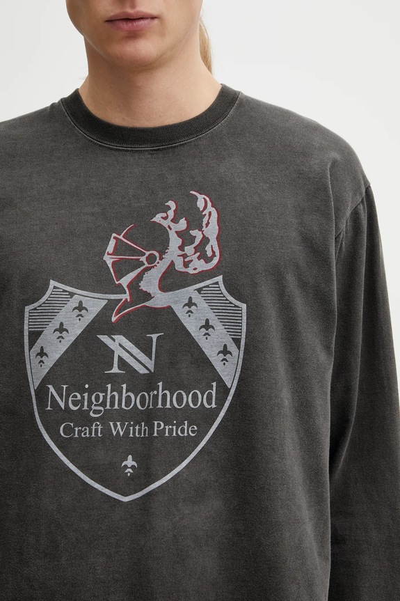Bavlnené tričko s dlhým rukávom NEIGHBORHOOD NH . TEE LS-16 sivá 252PCNH.LT16