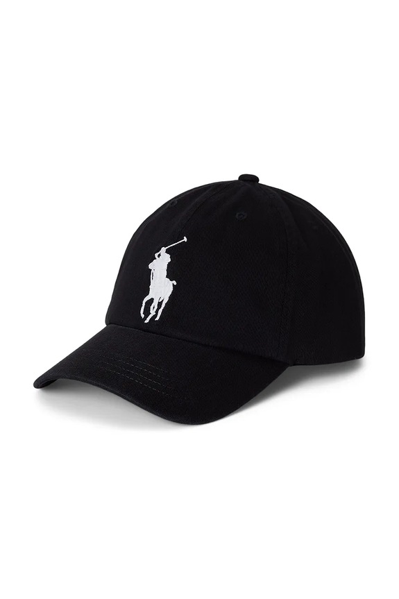 Παιδικό βαμβακερό καπέλο μπέιζμπολ Polo Ralph Lauren απλικέ μαύρο 322980965001
