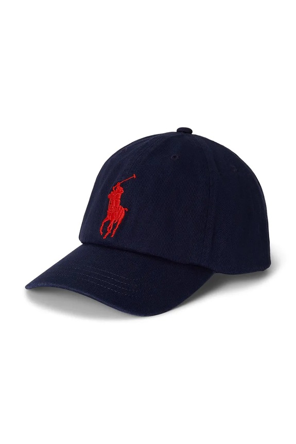 Παιδικό βαμβακερό καπέλο μπέιζμπολ Polo Ralph Lauren απλικέ σκούρο μπλε 322980965002
