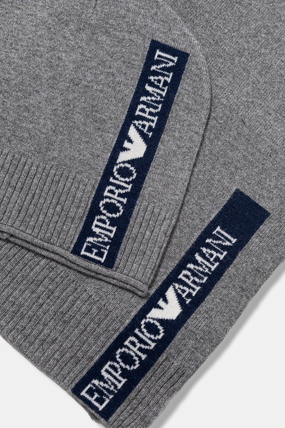Emporio Armani pălărie și eșarfă din amestec de lână pentru copii EB000811.AF17340 gri