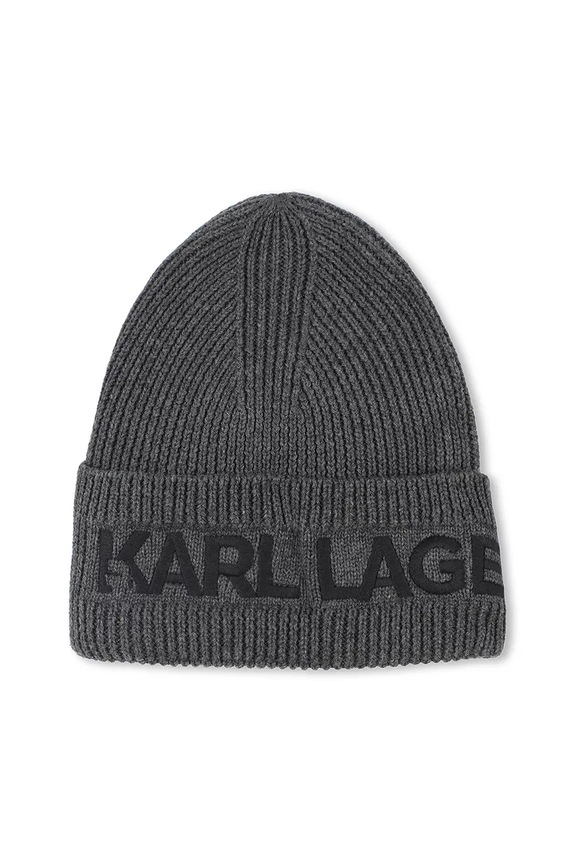 Karl Lagerfeld czapka i szalik bawełniany dziecięcy Z31031.56.58 szary AW25