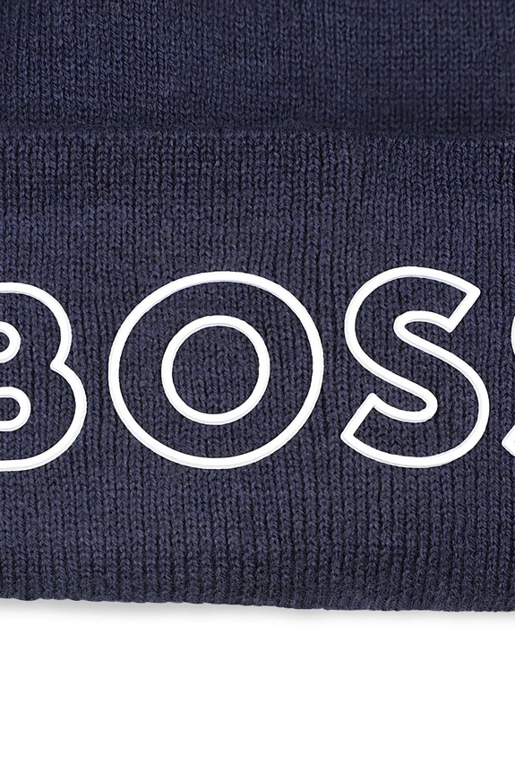 Chlapec Detská čiapka s prímesou vlny BOSS J52617.54.56 tmavomodrá