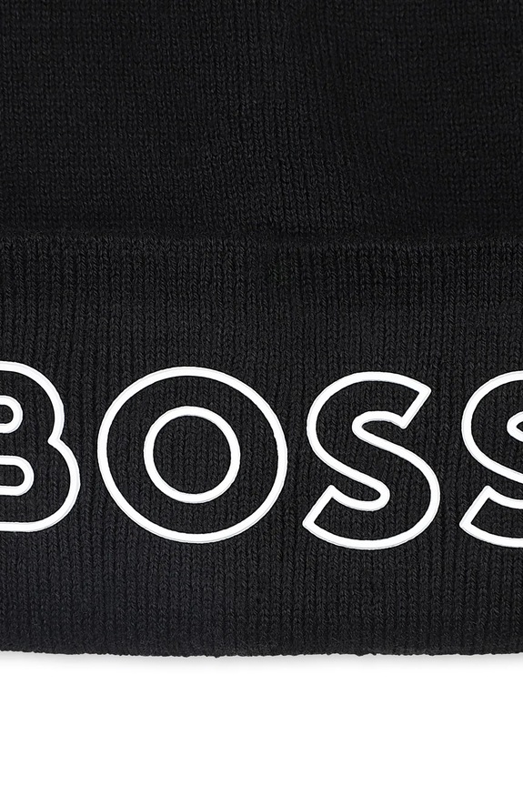 Detská čiapka s prímesou vlny BOSS čierna J52617.56.58