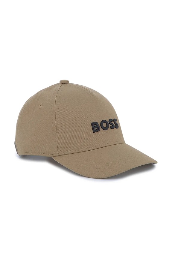 BOSS czapka z daszkiem bawełniana dziecięca aplikacja brązowy J52628.58
