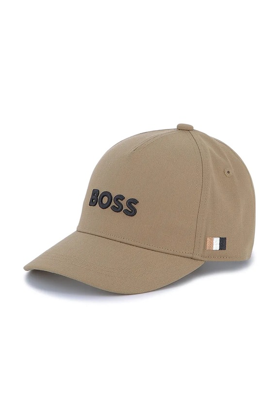 BOSS czapka z daszkiem bawełniana dziecięca brązowy J52628.58