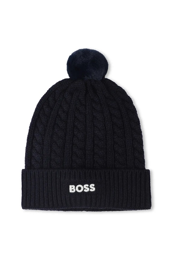 Detská čiapka BOSS stredne hrubá tmavomodrá J52656.42.50