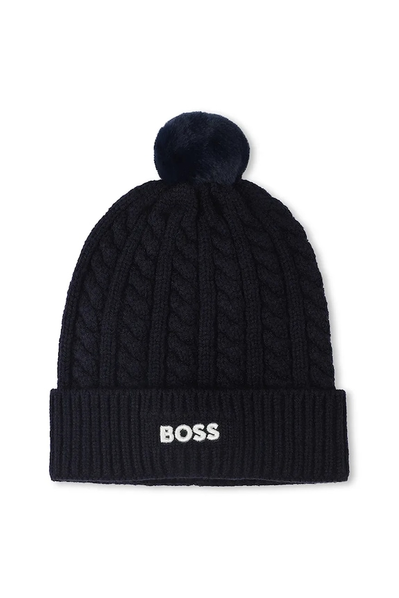 Detská čiapka BOSS stredne hrubá tmavomodrá J52656.42.50
